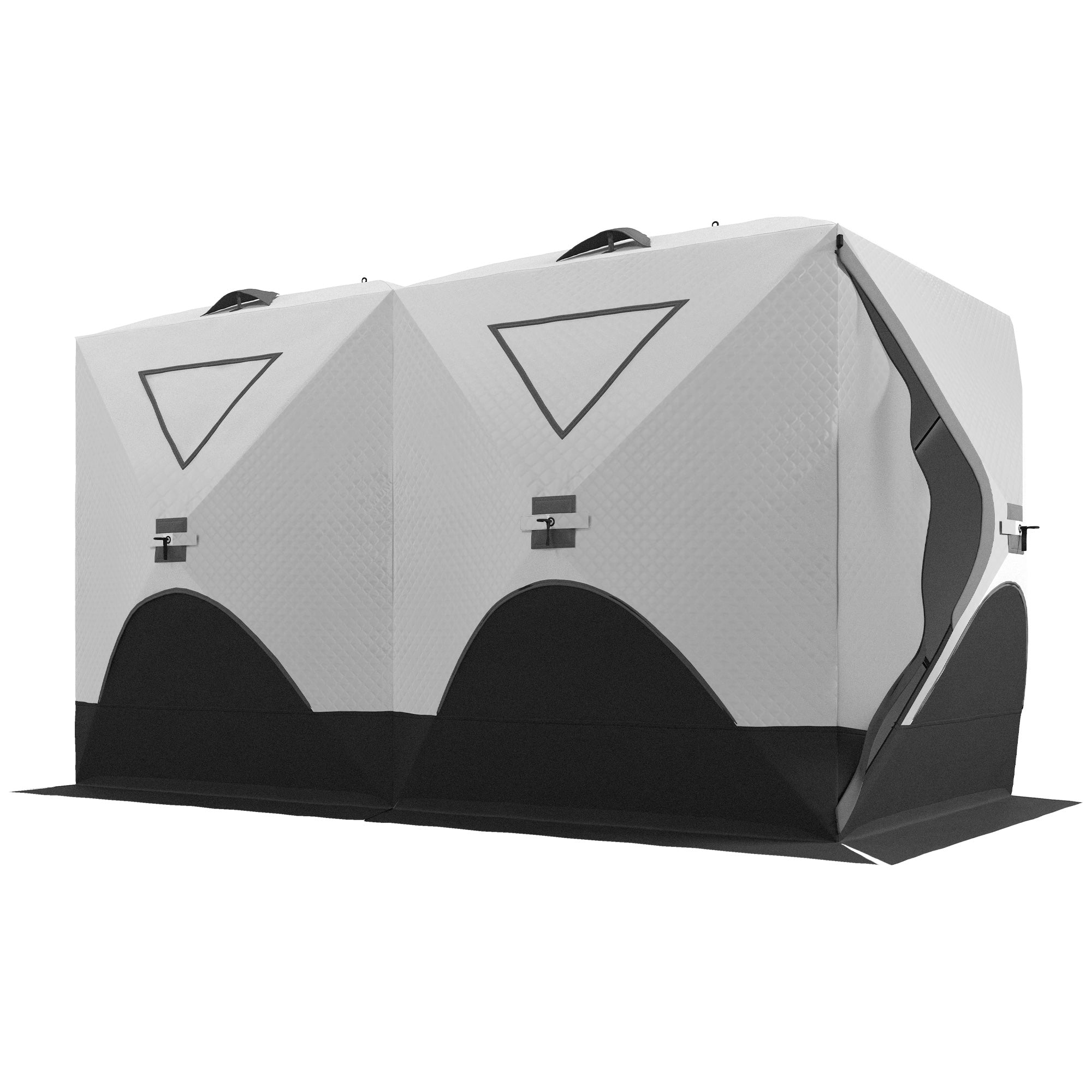 8-Person Insulated Ice Fishing Tent Shelter with Ventilation Windows and Carry Bag, for -22â„‰, Grey