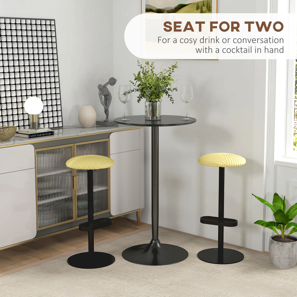 High Top Bar Table, Modern Round Dining Table with Painted Top and Steel Base, Bistro Table for 2 People, Black