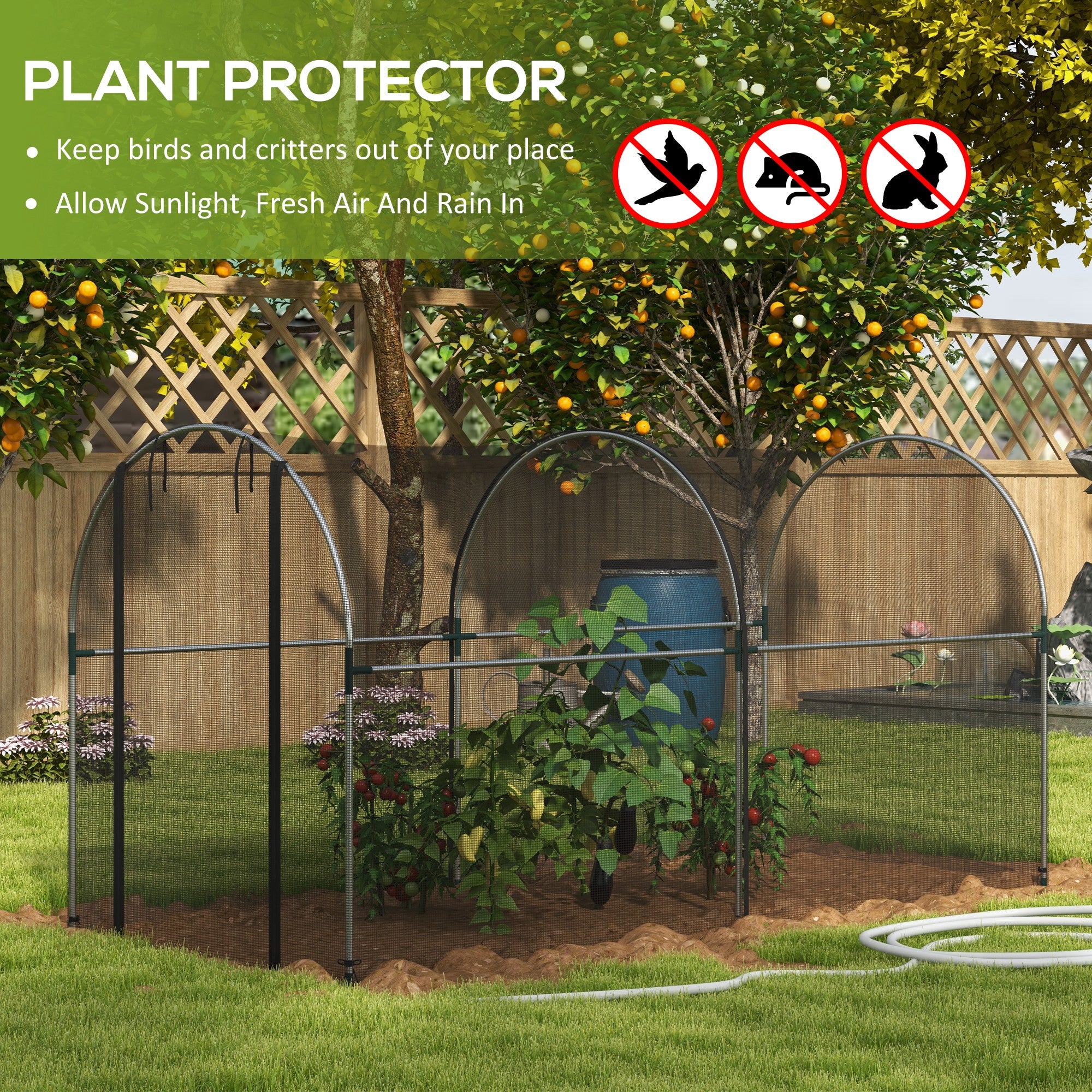 9.8' x 3.9' Crop Cage with Zipper Roll-Up Door, Mesh Plant Protection Tent from Animals with Galvanised Steel Frame