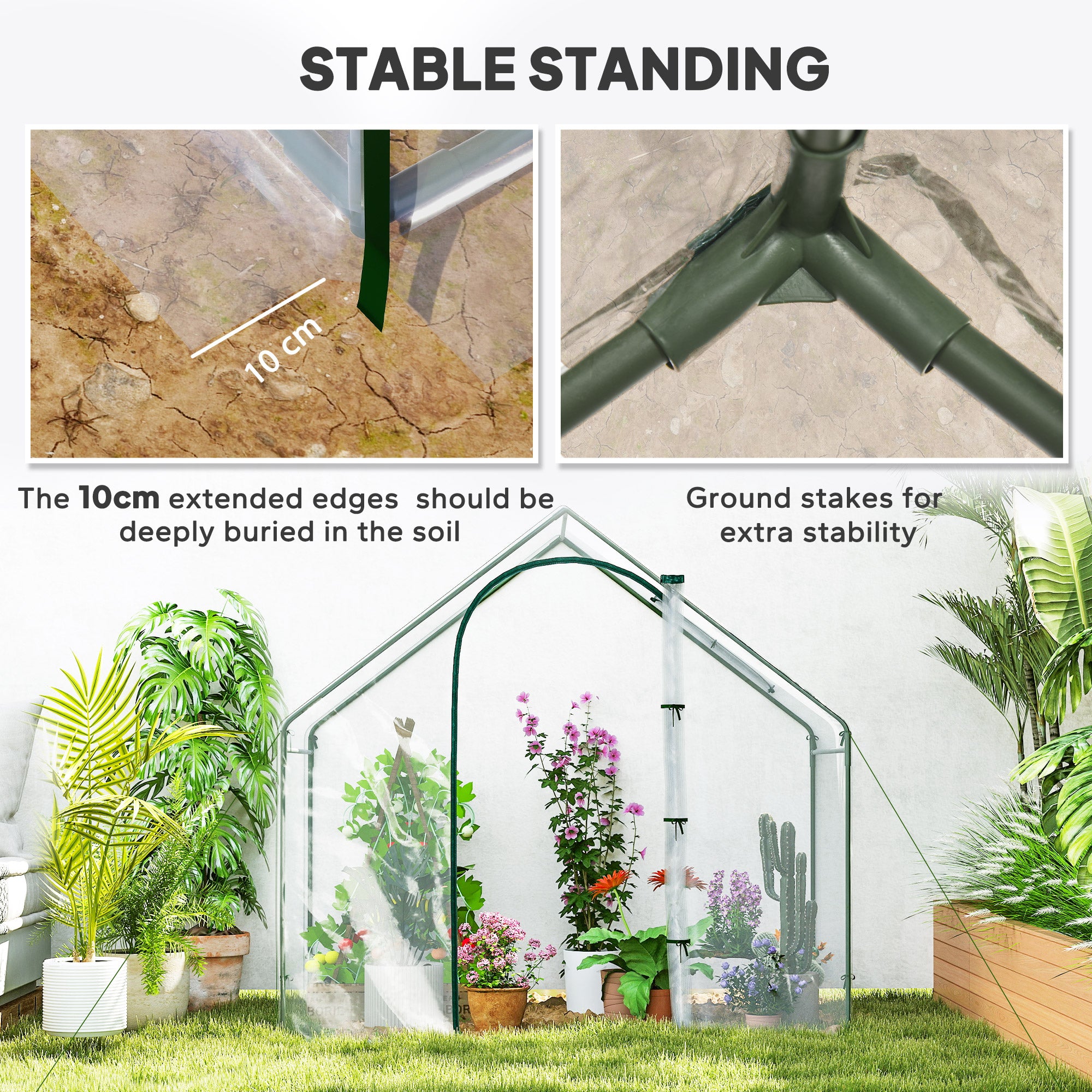6'x3.3'x5.5' Walk-in Garden Greenhouse with Door and Window, Portable Mini Greenhouse for Plants Flowers Herbs, Steel Outdoor Hot House Growing Tent, Clear Plastic Cover