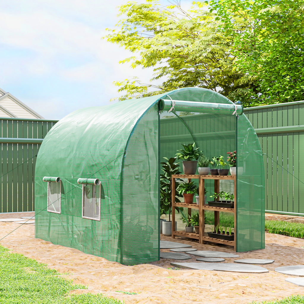 8'x6.6'x6.6' Heavy Duty Walk-in Greenhouse Garden Tunnel Hot House Outdoor Flower Vegetable Growth Warm House Roll Up Door, Windows, Steel