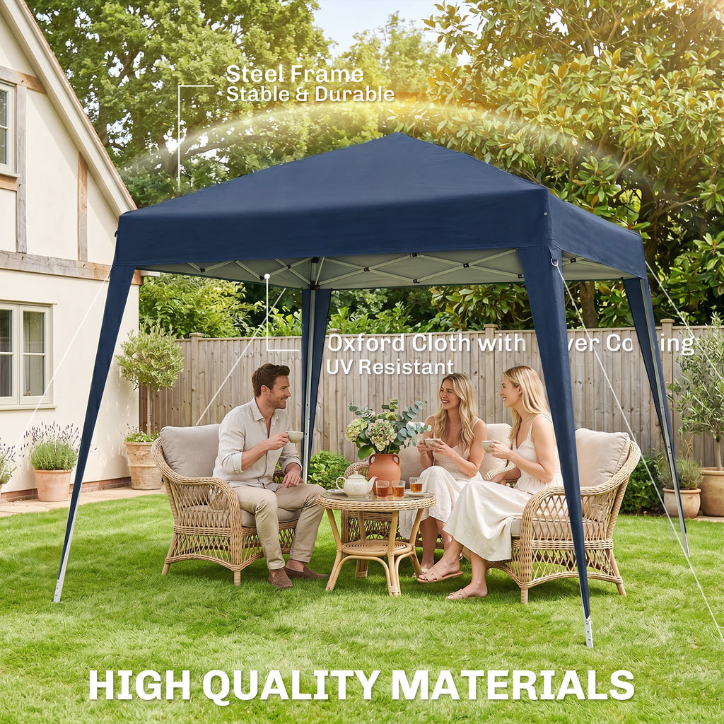 8' x 8' Pop Up Canopy, Outdoor Folding Tent, Portable Party Tent with Carrying Bag for Camping, Party, Picnic, Blue