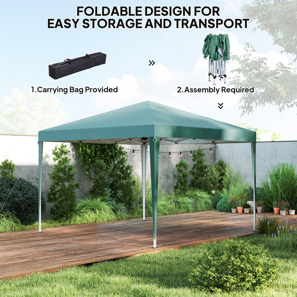 10 x 10ft Folding Pop Up Tent Outdoor Gazebo Canopy with Carrying Bag, Dark Green