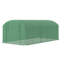 19.5' x 10' x 7.5' Tunnel Greenhouse with 3 Roll-Up Doors and Large Mesh Windows, Galvanized Steel Frame, Wind Resistant, Green