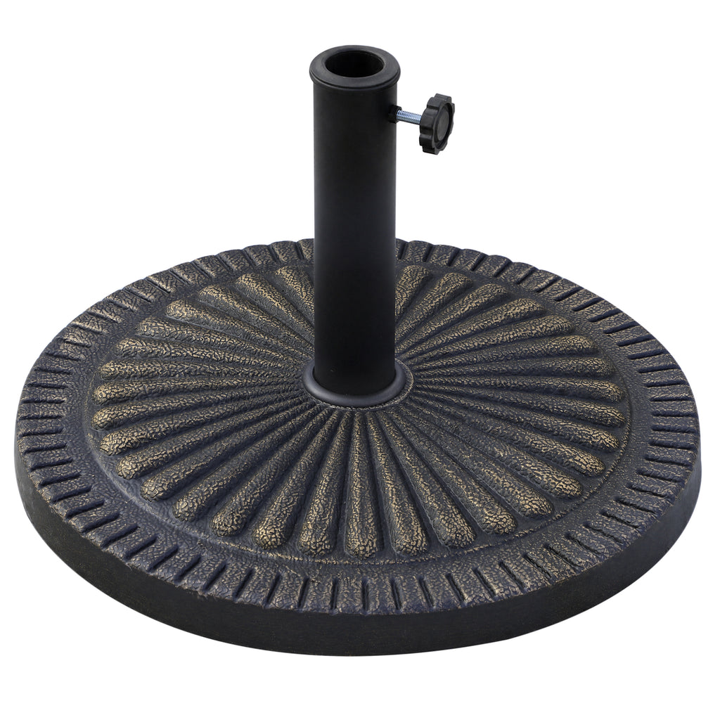 31 lbs Resin Round Market Umbrella Base Holder 19" Decorative Parasol Stand for Patio, Outdoor, Backyard, Bronze