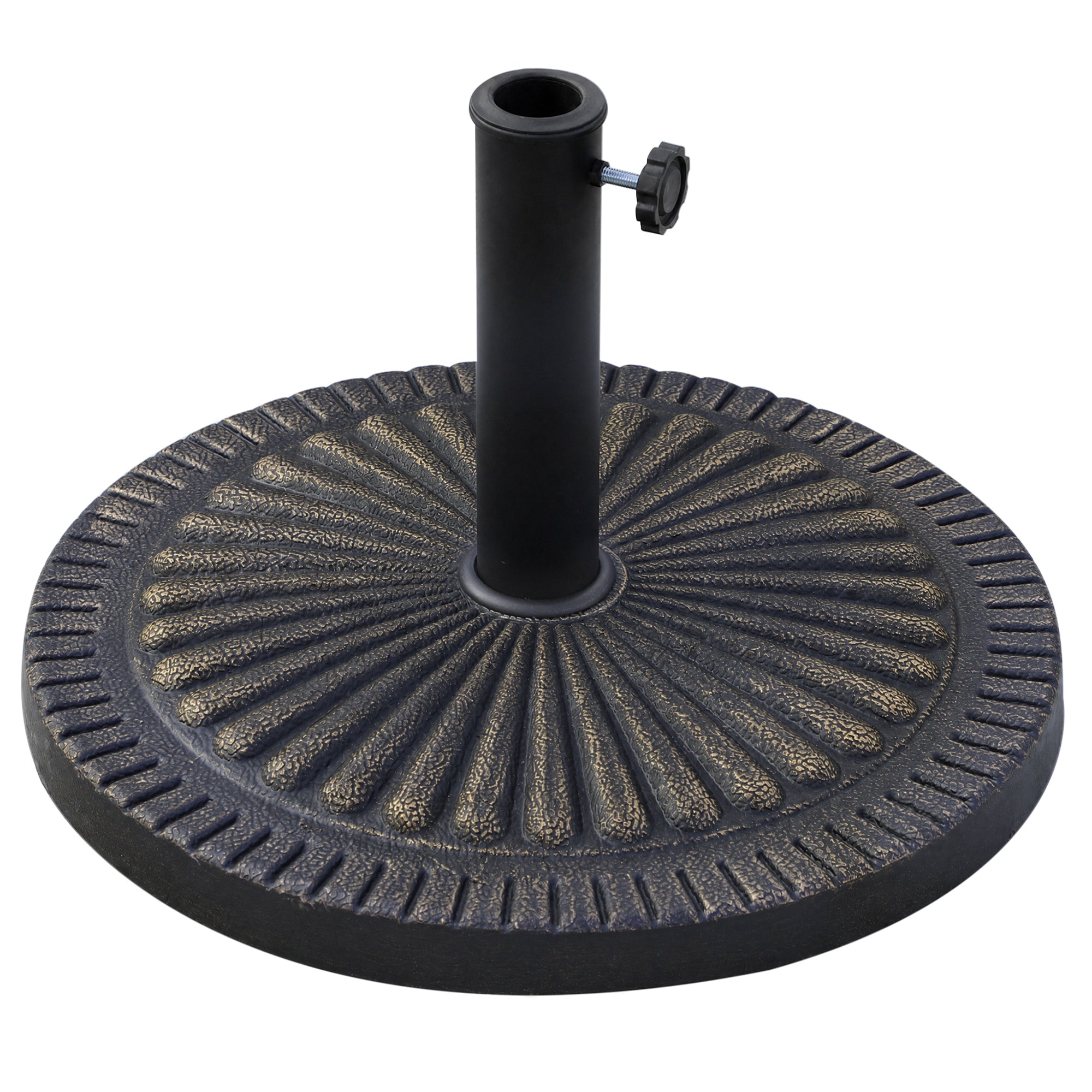 31 lbs Resin Round Market Umbrella Base Holder 19" Decorative Parasol Stand for Patio, Outdoor, Backyard, Bronze
