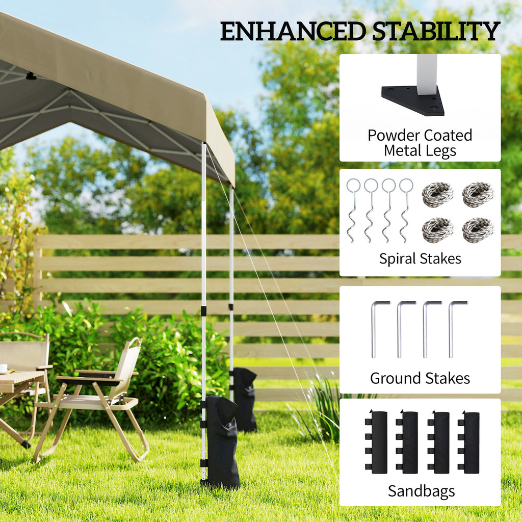 8 x 8 ft Pop Up Canopy Tent with 1-Button Push Easy Setup, UPF 50+ A-Frame Outdoor Instant Canopy, Beige
