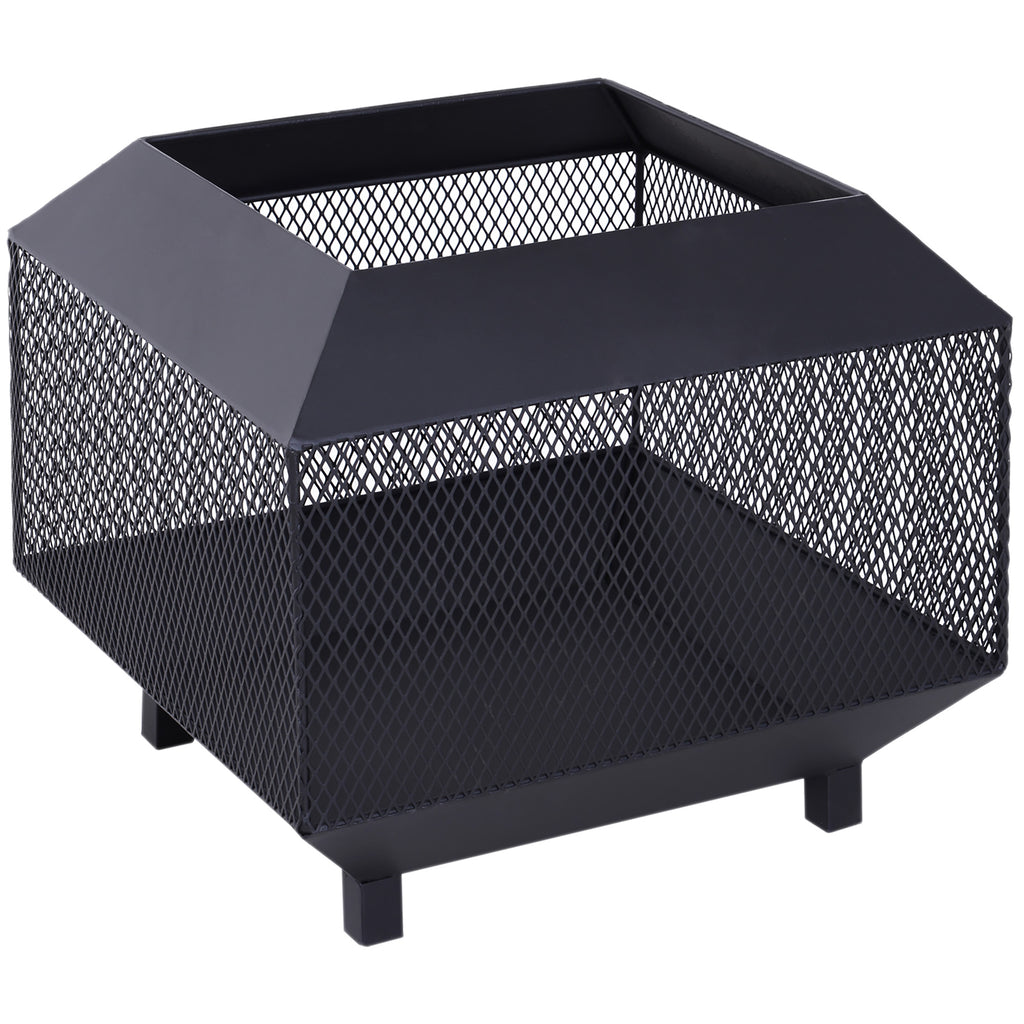 17" Outdoor Fire Pit with Fire Poker, Wood Burning Firepits, Portable Firepit for Patio Backyard Bonfire Camping, Black