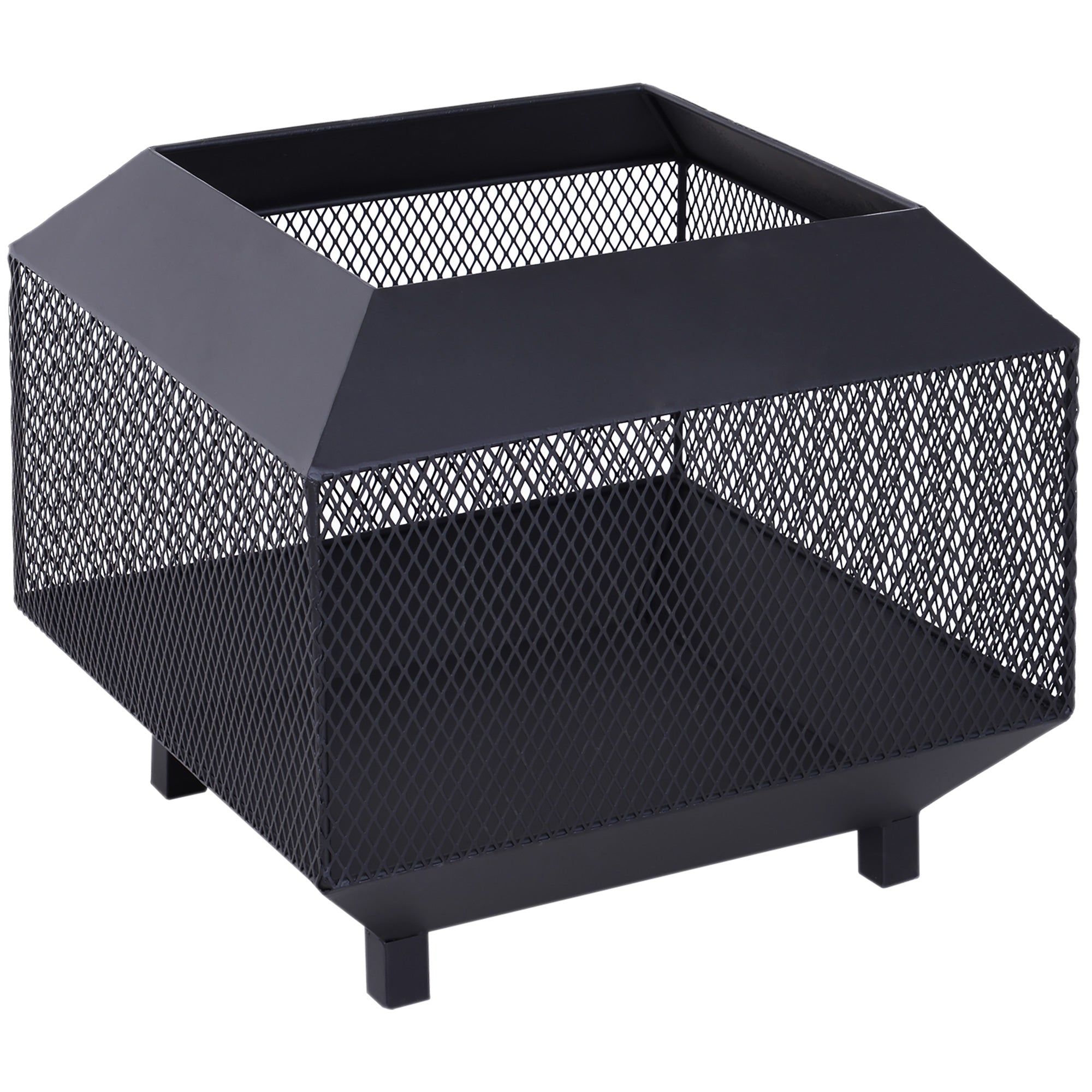 17" Outdoor Fire Pit with Fire Poker, Wood Burning Firepits, Portable Firepit for Patio Backyard Bonfire Camping, Black