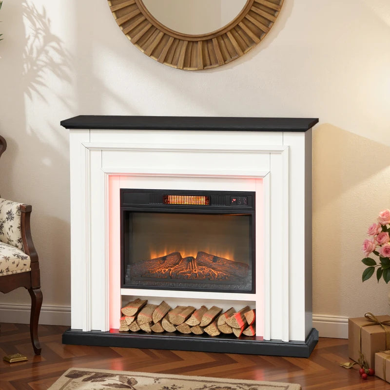 41 inch electric fireplace with mantel and adjustable 3D flame effect
