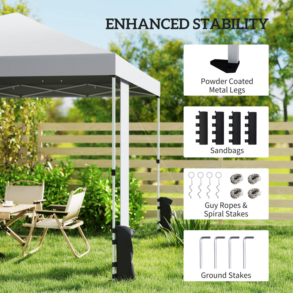 9.6 x 9.6 ft Pop Up Canopy Tent with Pockets, UPF 50+ 1-Button Push Outdoor Instant Canopy with Sandbags, Wheeled Bag