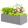 6' x 3' x 2' Raised Garden Bed, Galvanized Planter Box for Growing Flowers, Herbs and Vegetables, Light Grey