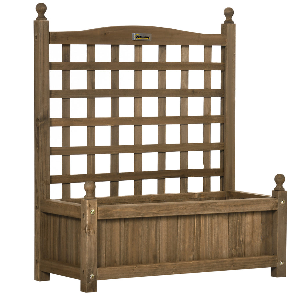 Garden Planter with Trellis for Climbing Vines, Wood Raised Garden Bed, Planter Box for Garden, Indoor Outdoor, Coffee