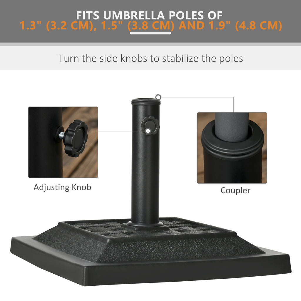 26 lb Heavy Duty Patio Umbrella Base, Square Resin Market Umbrella Stand for Outdoor, Garden, Backyard, Black