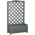 Wood Planter with Trellis for Vine Climbing, Raised Garden Bed to Grow Vegetables for Backyard, 28" x 11" x 46", Grey