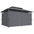 10'Â xÂ 13' Double Roof Patio Gazebo, Outdoor Gazebo with Curtains, for Garden, Lawn, Backyard and Deck, Grey