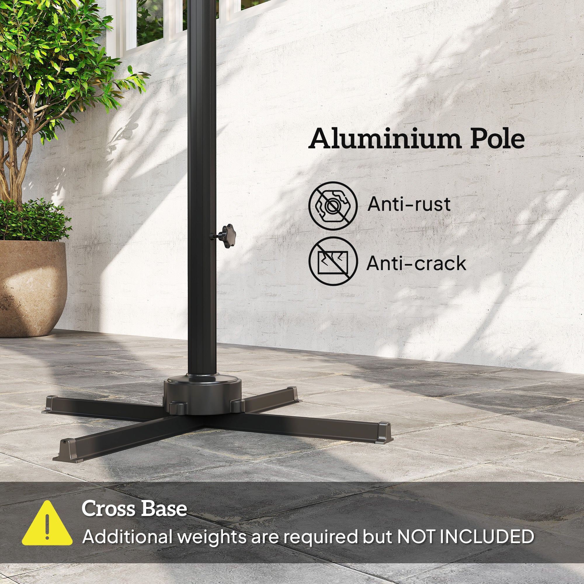 8 FT Aluminium Cantilever Patio Umbrella with 360Â° Rotation, Cross Base, Crank and Tilt for Garden, Patio, Light Grey