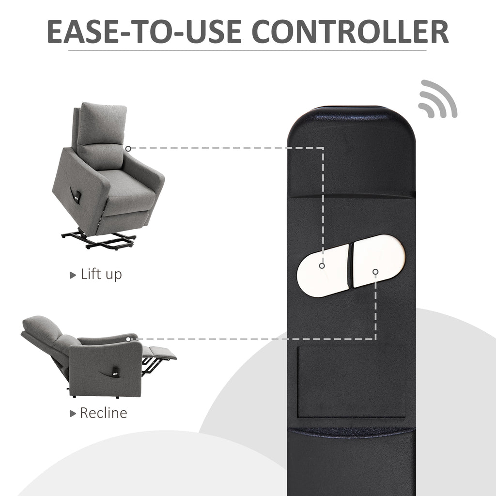Electric Lift Recliner Chair Rising Power Chaise Lounge Fabric Sofa with Remote Control & Side Pocket for Living Room