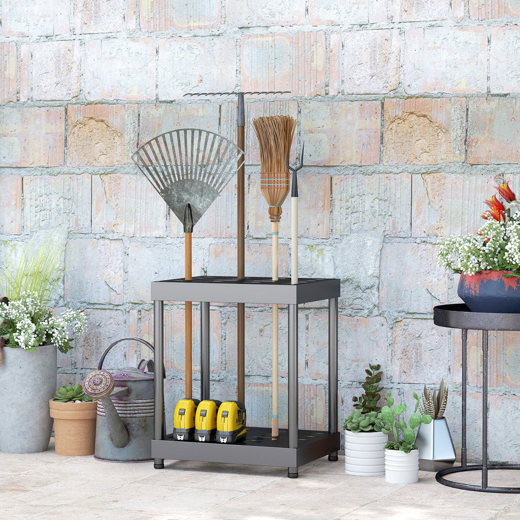 Garden Tool Storage Rack, Up to 16 Tools, Heavy-Duty Metal Yard Tool Organizer for Garage Organization and Storage