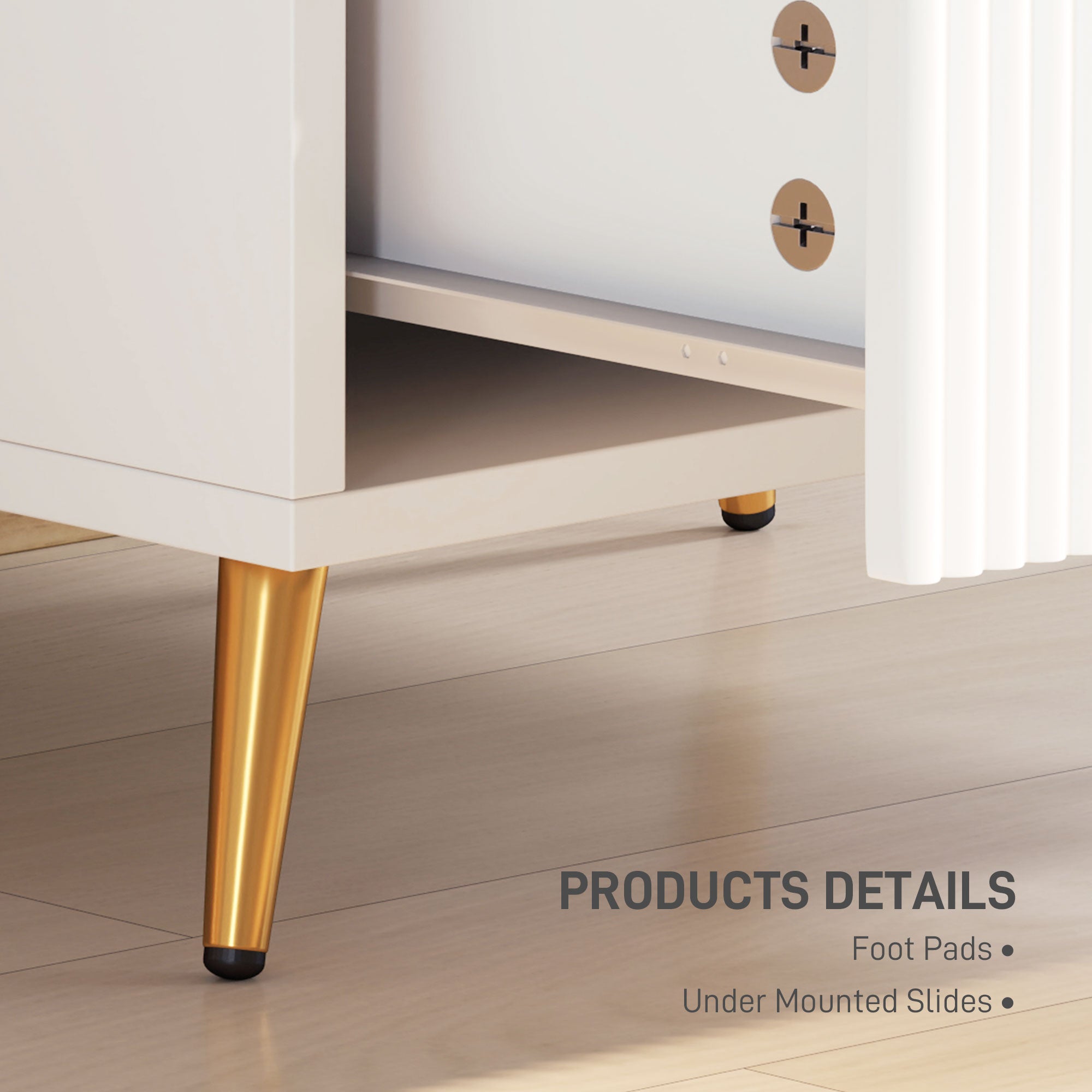 Bedside Table, Nightstand with 2 Drawers, Side End Table with Metal Legs for Bedroom, White