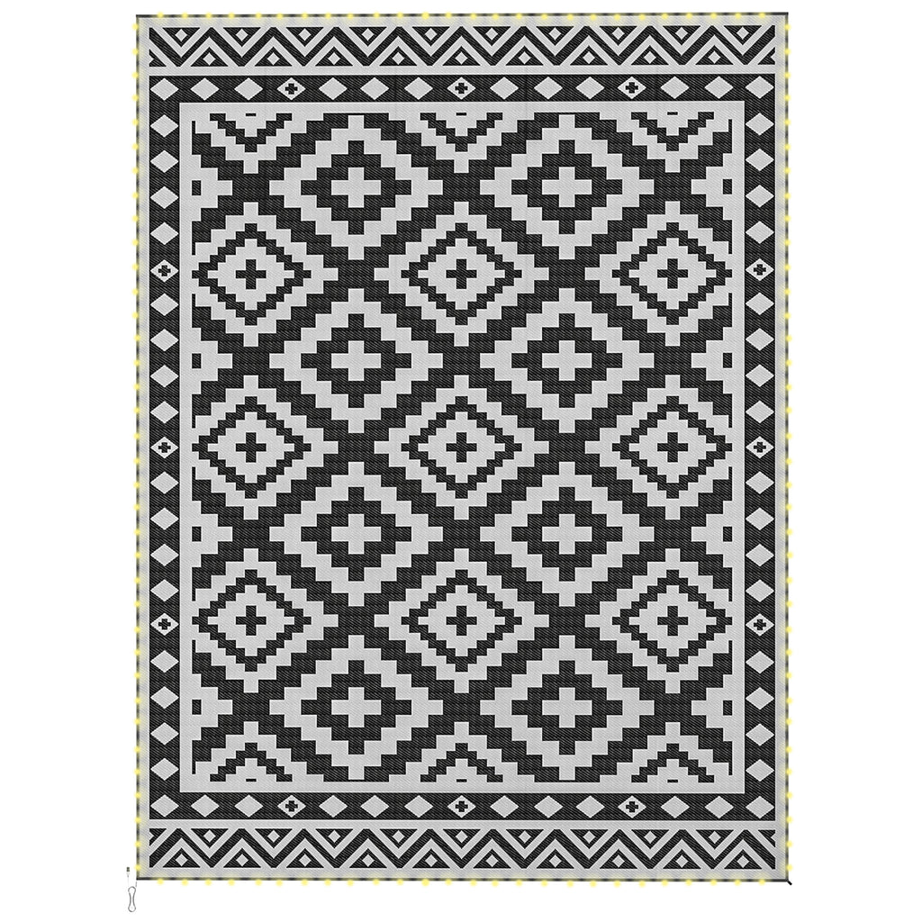 Outdoor Rug Carpet Reversible Plastic Straw Rug with LED Lights 12' x 9'