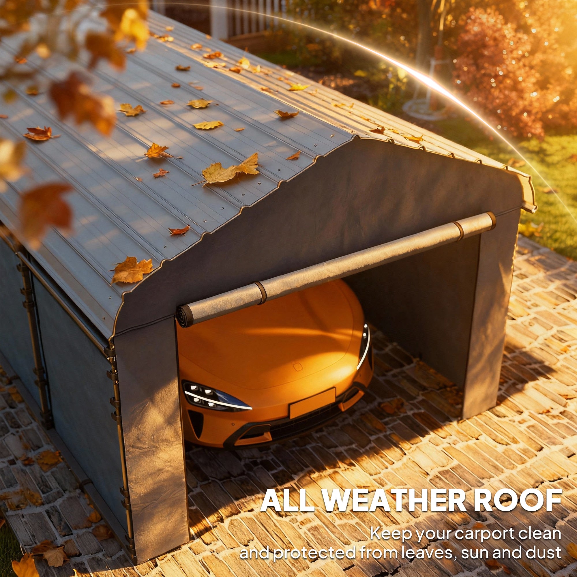 12' x 20' Metal Carport, Heavy Duty Garage Car Shelter with Galvanized Metal Roof and Removable Sidewalls, Dark Grey