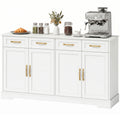 Sideboard Buffet Cabinet, 55" Modern Farmhouse Kitchen Storage Cabinet with 4 Drawers, 4 Doors and 2 Adjustable Shelves