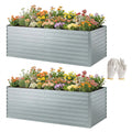 6' x 3' x 2' Raised Garden Bed, Set of 2 Galvanized Planter Box for Vegetables, Flowers, Herbs, Silver