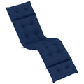 Patio Lounge Chair Cushion, Tufted Thick Outdoor Chaise Lounge Cushion with Ties, 74.8" x 22" x 4", Navy Blue