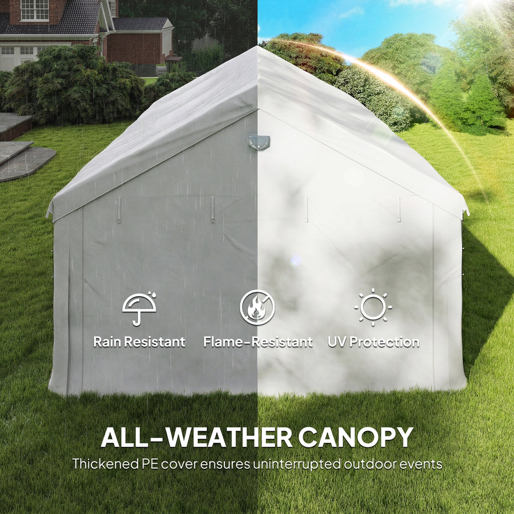 20' x 13' Party Tent, Heavy Duty Gazebo Canopy with Windows, Outdoor Party Wedding Tent with 4 Removable Sidewalls White