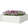 Vinyl Raised Garden Bed Kit, 3 x 3 x 1ft Modular Elevated Garden Box with Slotting Legs and Open Bottom, White