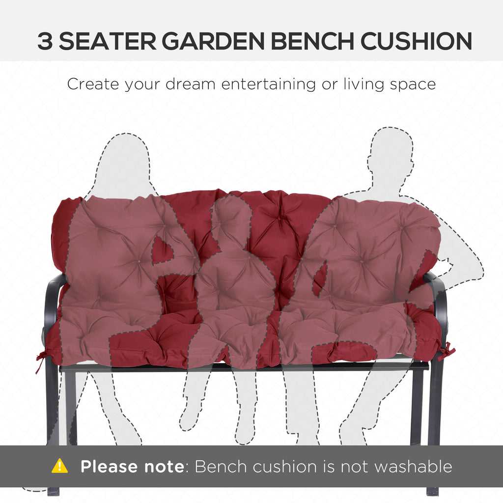 3 Seater Outdoor Swing Cushions with Backrest, Replacement Cushions for Patio Furniture, Wine Red
