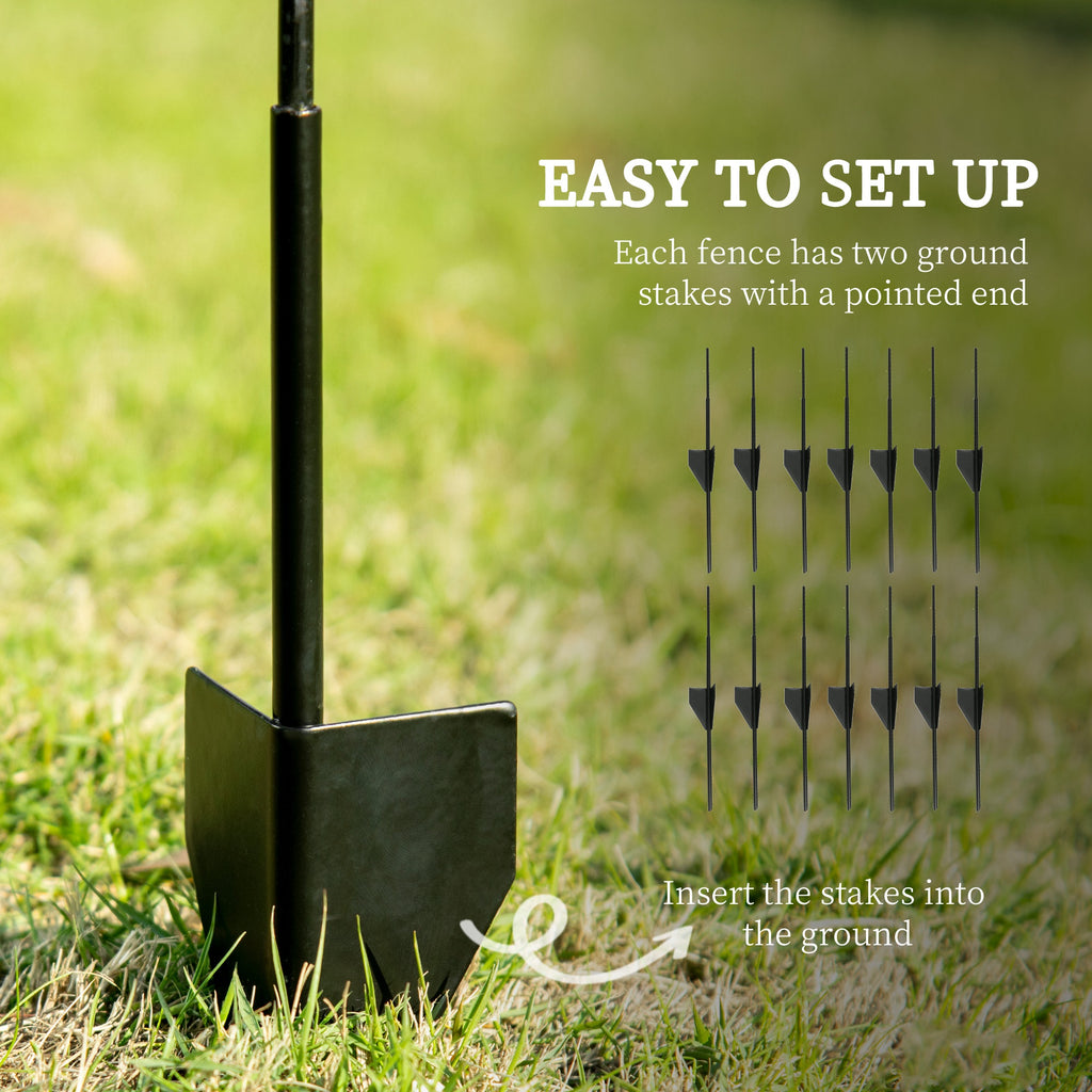 7 Pack Garden Fencing for Yard, Decorative Fence Panels as Flower Edging, Black