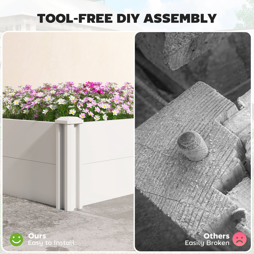 Vinyl Raised Garden Bed Kit, 3 x 3 x 1ft Modular Elevated Garden Box with Slotting Legs and Open Bottom, White