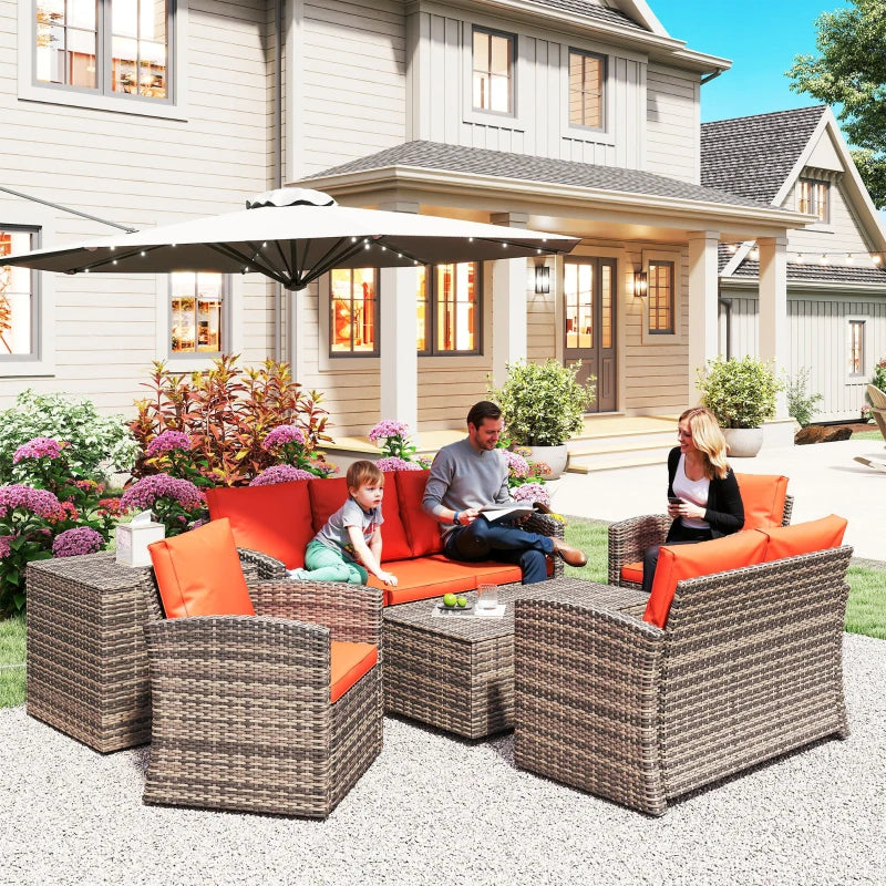 4-piece rattan patio seating set for backyard, deck or garden