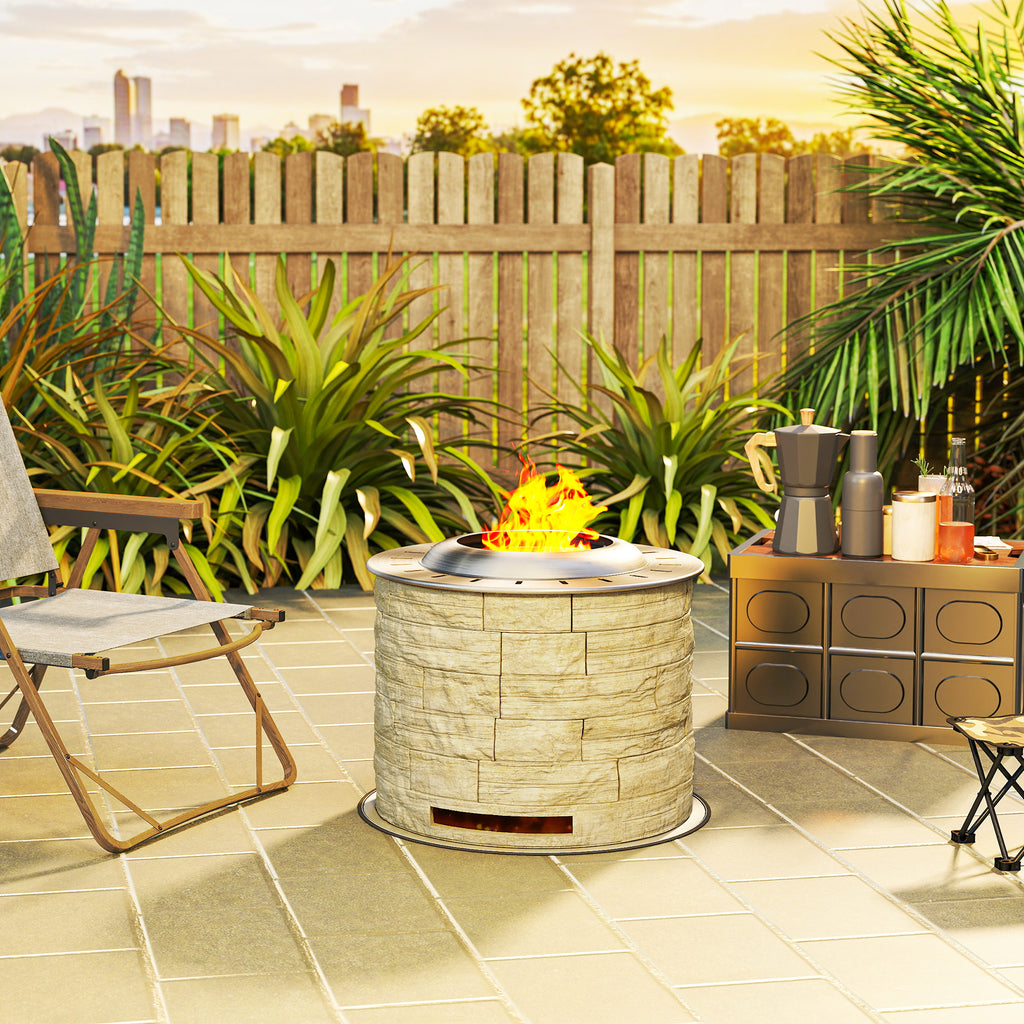 Smokeless Fire Pit, Portable Camping Bonfire Stove with Mat for Backyard Patio Picnic, Magnesium Oxide, Yellow
