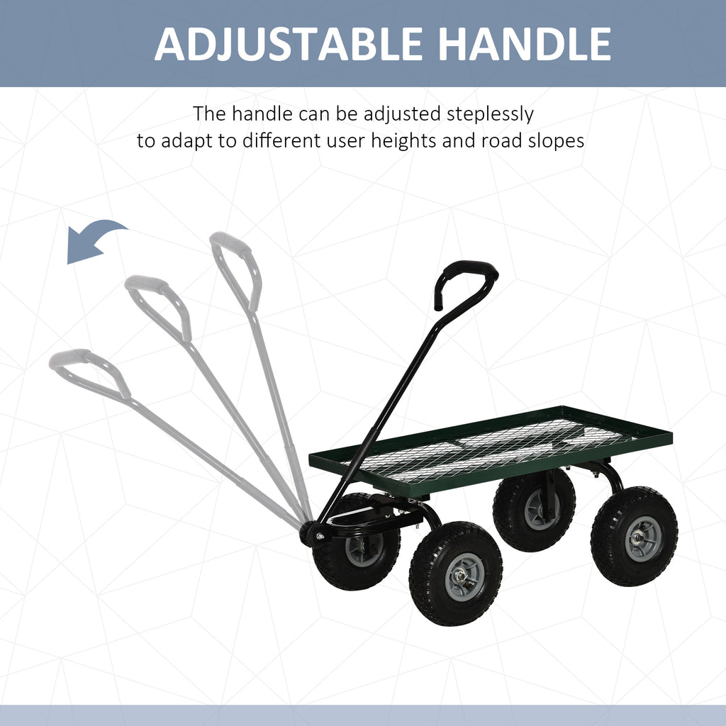 Heavy Duty Garden Wagon Cart with 10" Wheels, 330 lbs Capacity, for Garden, Beach, Lawn, Black