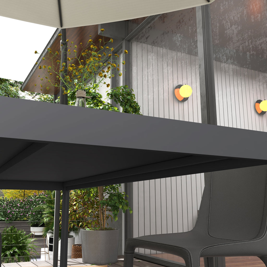 Outdoor Dining Table w/ Aluminium Frame, Garden Table, 57", Dark Grey