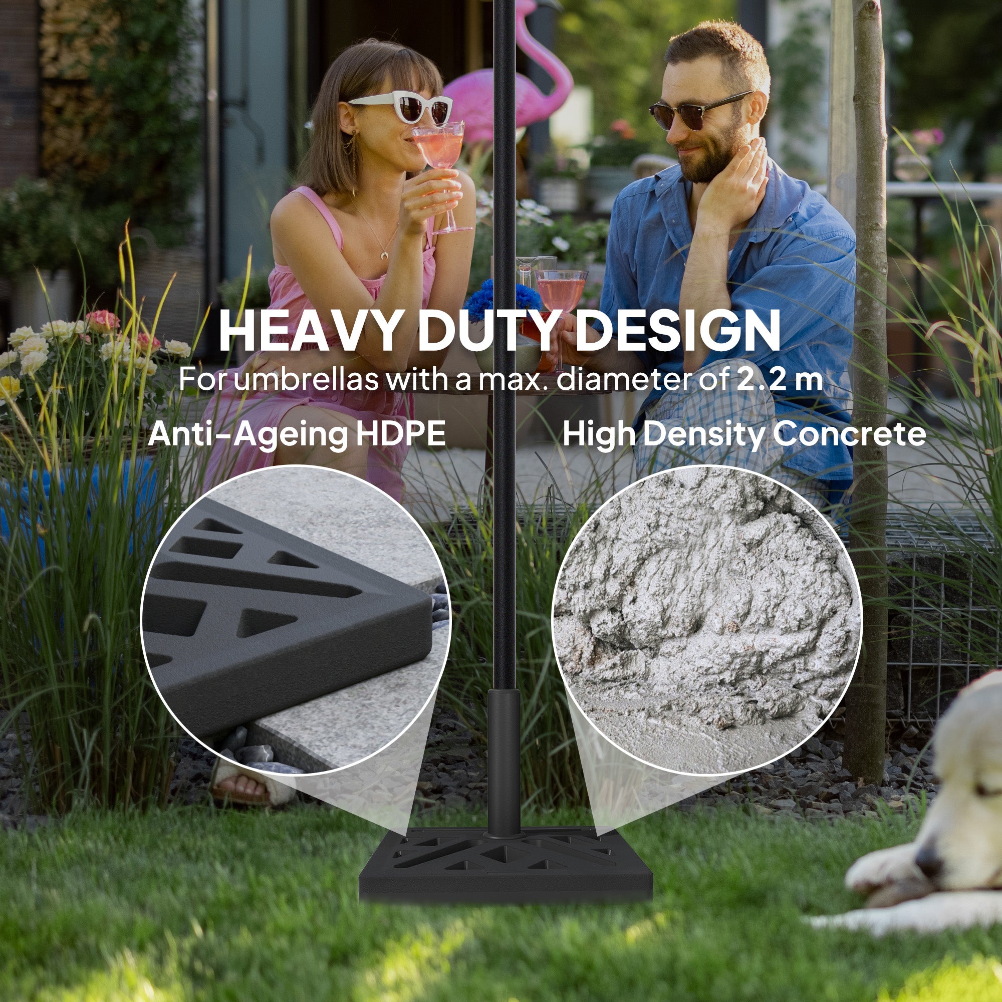 Umbrella Base, 33lbs HDPE Outdoor Umbrella Stand Parasol Stand with Cut-Out Design