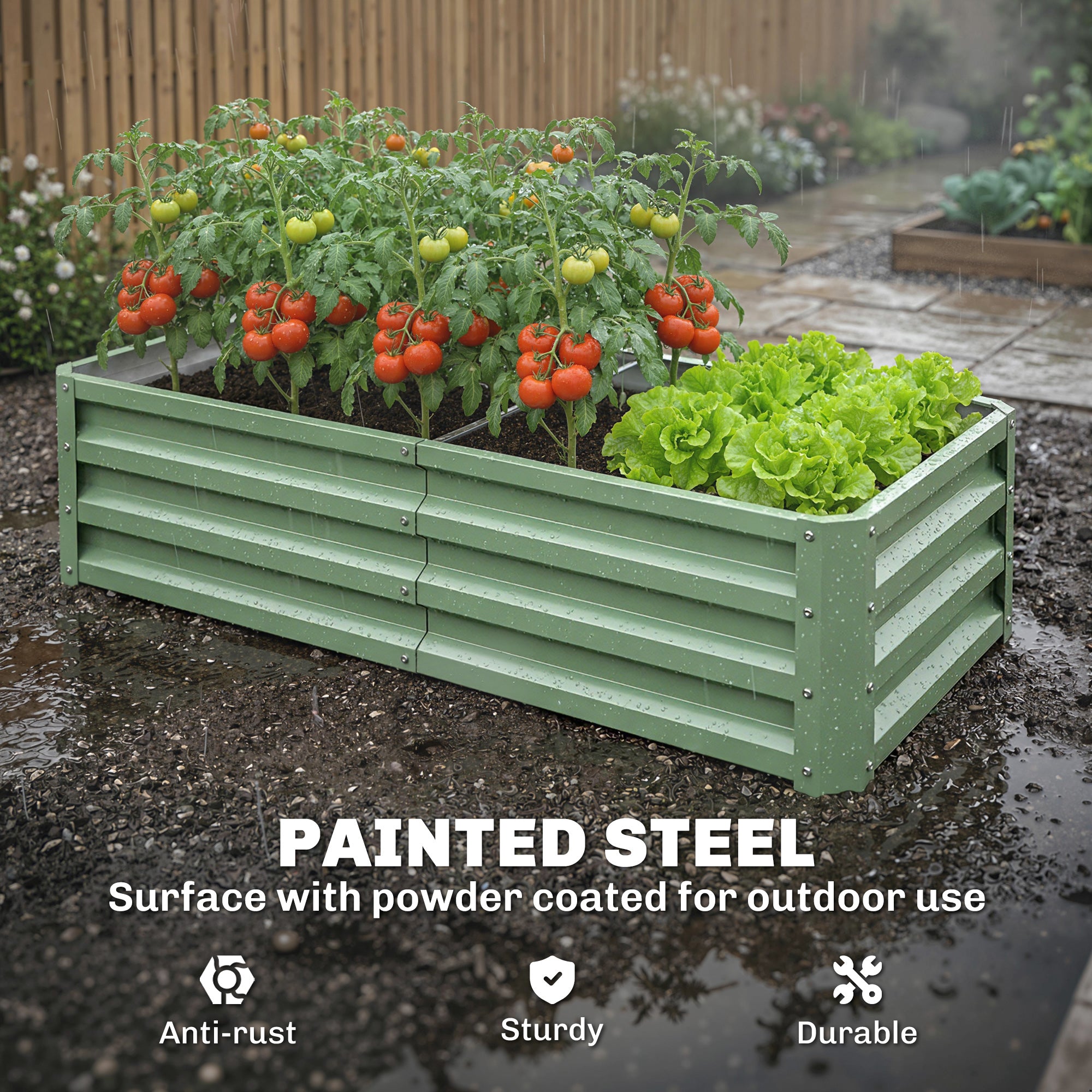 Galvanized Raised Garden Bed, Outdoor Planter Box for Vegetables, Flowers, Herbs, 4' x 2' x 1', Light Green