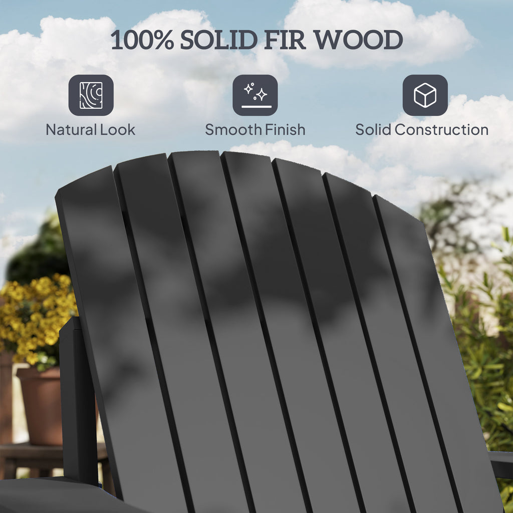 Classic Adirondack Chair Muskoka Chair, Garden Deck Chair with Cup Holder for Patio, Indoor, Backyard, Black