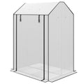 Mini Greenhouse with 4 Wire Shelves, Portable Tomato Greenhouse with Roll Up Door, 39.4" x 31.5" x 59.1", White