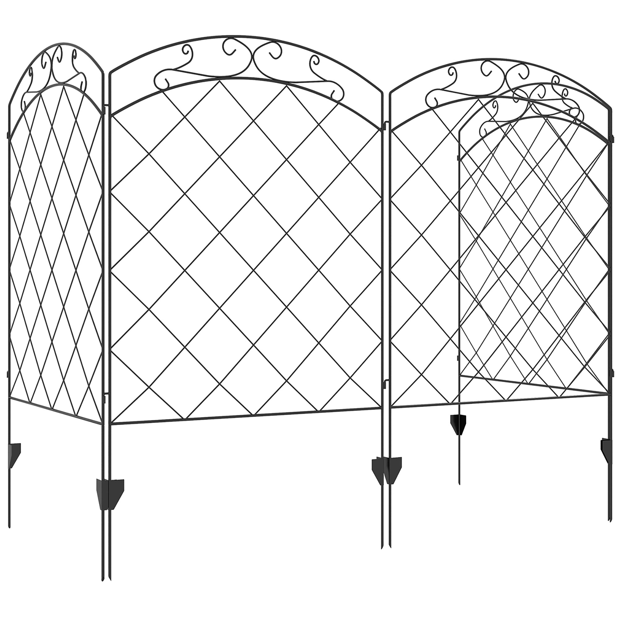 4 Pack Garden Fencing for Yard, Decorative Fence Panels as Animal Barrier and Flower Edging, Circle, Black