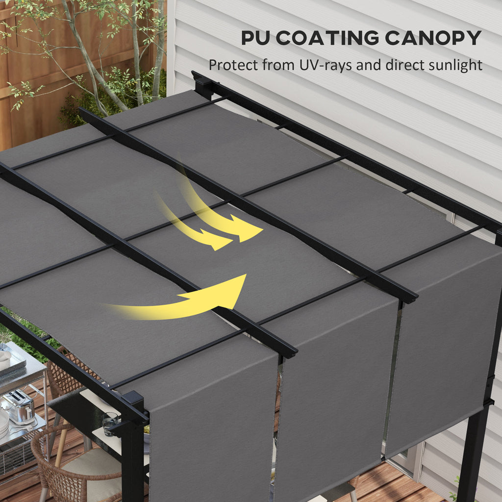 10' x 10' Metal Pergola, Outdoor Pergola with Retractable Canopy, for Garden, Patio, Backyard, Deck, Charcoal Grey