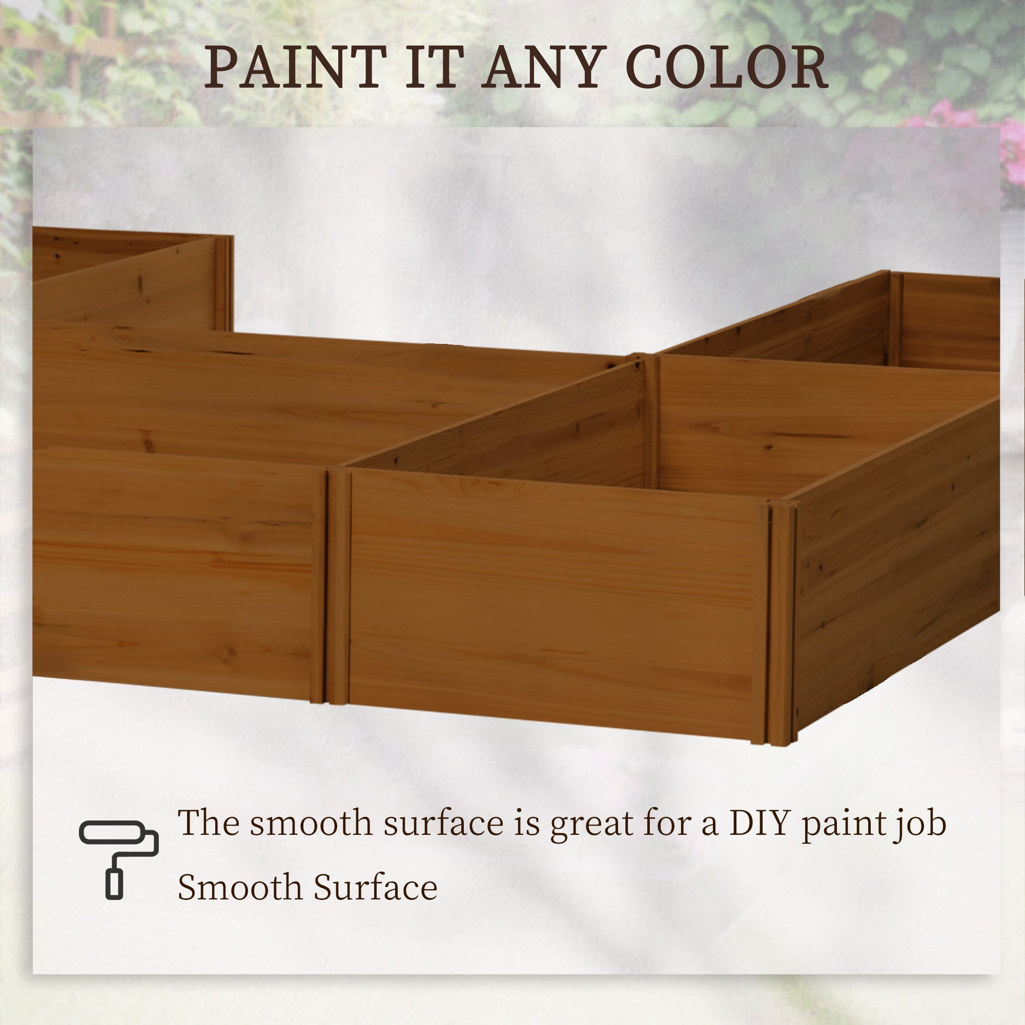 DIY 5-box Garden Planter with Open Bottom for Outdoor Plants, Vegetables, Flowers, Herbs, Brown