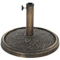 Round Patio Umbrella Base, 26 lbs Resin Umbrella Stand Base, Heavy Duty Patio Umbrella Holder, Bronze