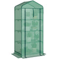 Mini Greenhouse with Screen Roof, Portable Small Greenhouse with Roll-Up Zipper Door, 27.6" x 19.7" x 62.2", Green