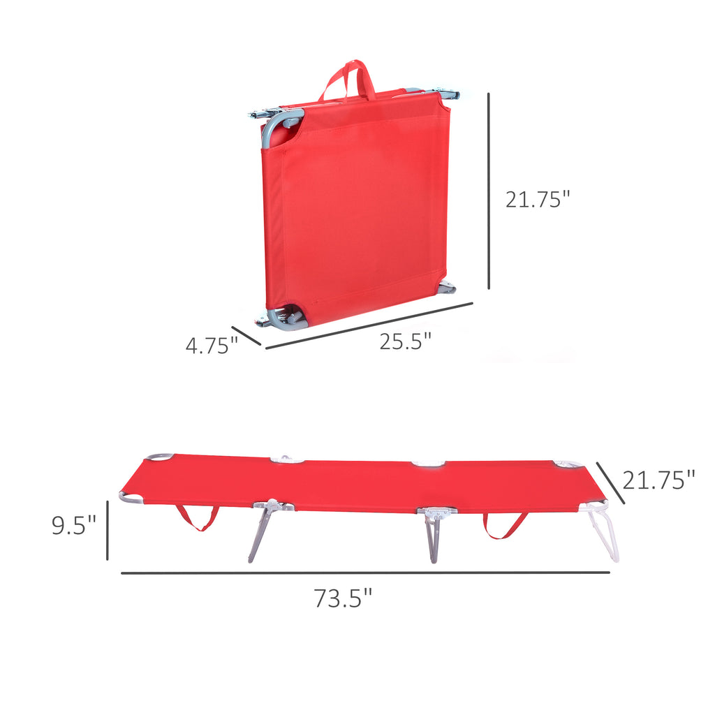 Folding Outdoor Lounge Chair, Portable Reclining Beach Lounger with Breathable Mesh Fabric, Sun Lounge Bed Camping Cot for Patio, Garden, Poolside, Red