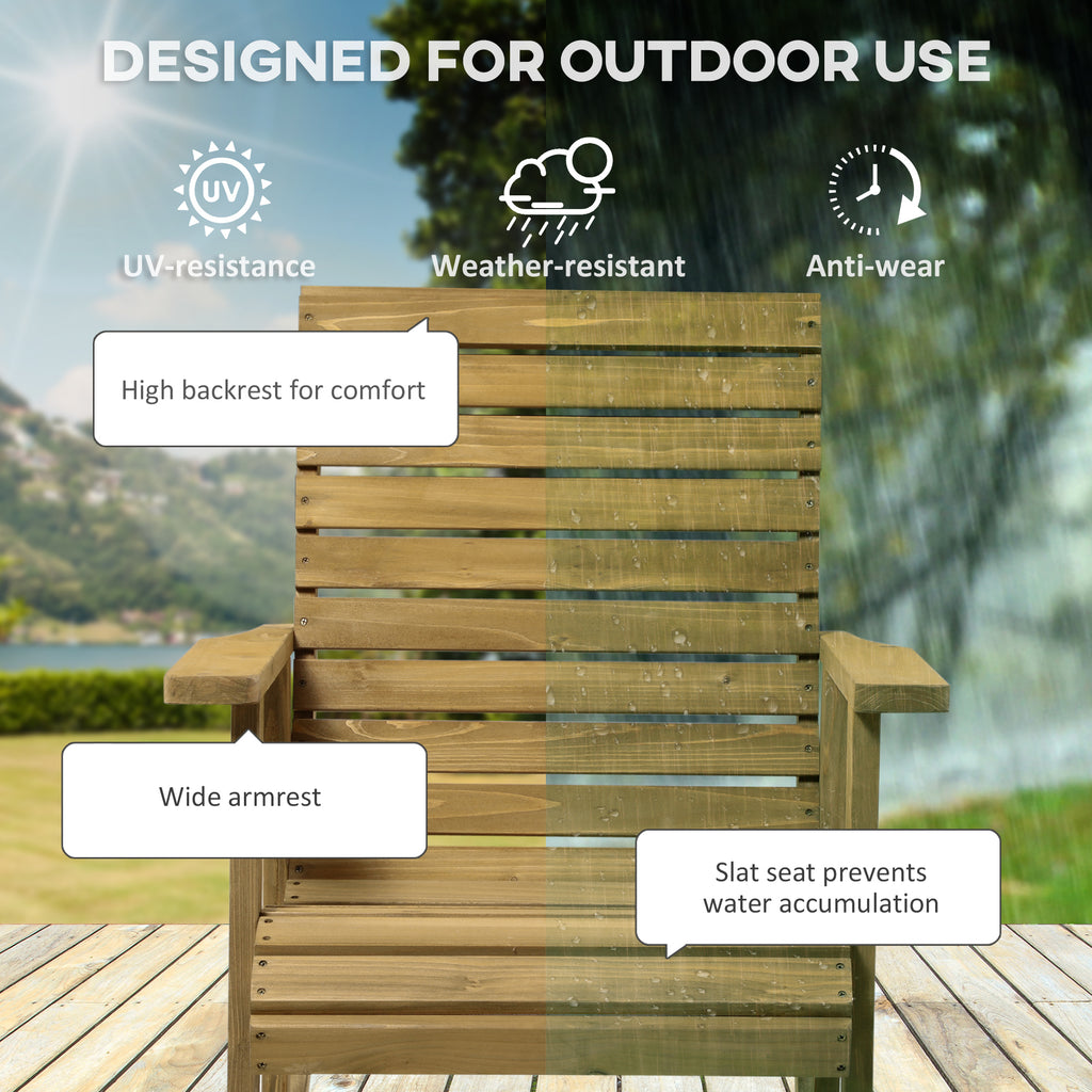 Wooden Outdoor Rocking Chair, Patio Traditional Rocking Chair, Slatted Structure Porch Rocker w/ Armrest for Both Outdoor and Indoor, Light Brown