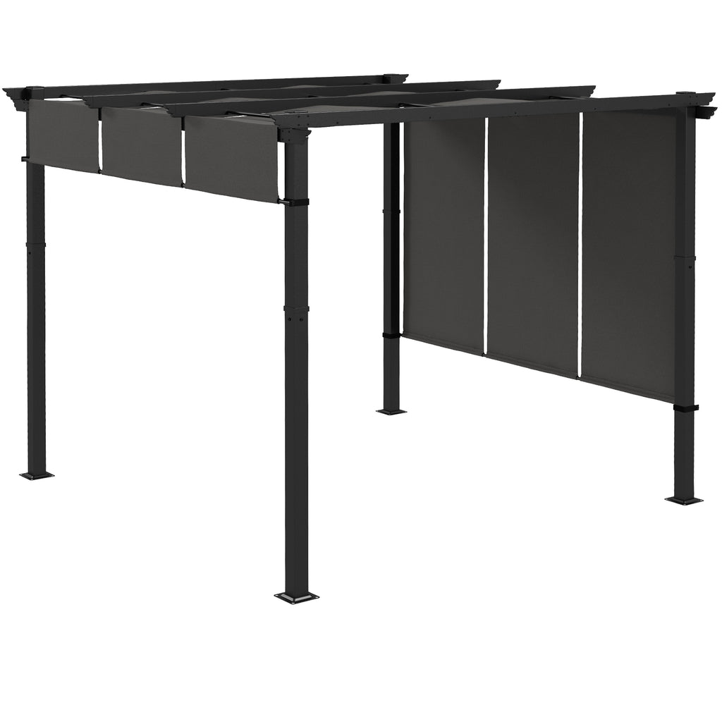 10' x 10' Metal Pergola, Outdoor Pergola with Retractable Canopy, for Garden, Patio, Backyard, Deck, Charcoal Grey